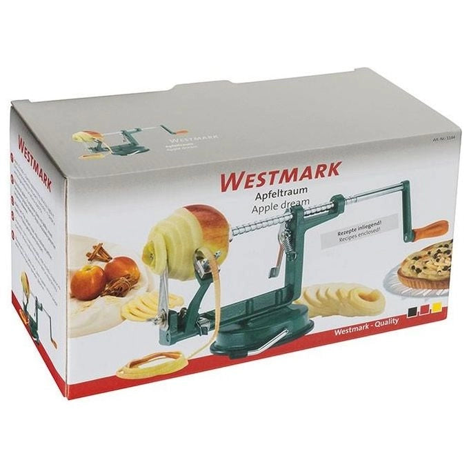 Westmark 11442260 Apfeltraum Sbuccia Mele 3 in 1 con Base a Ventosa colore Verde-Argento