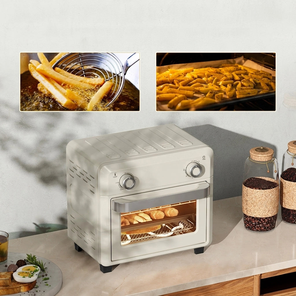 Mini Forno Friggitrice ad Aria 2 in 1 10 L 1000 W con Ventilazione 360°; 80-230°C e Timer 60 Min