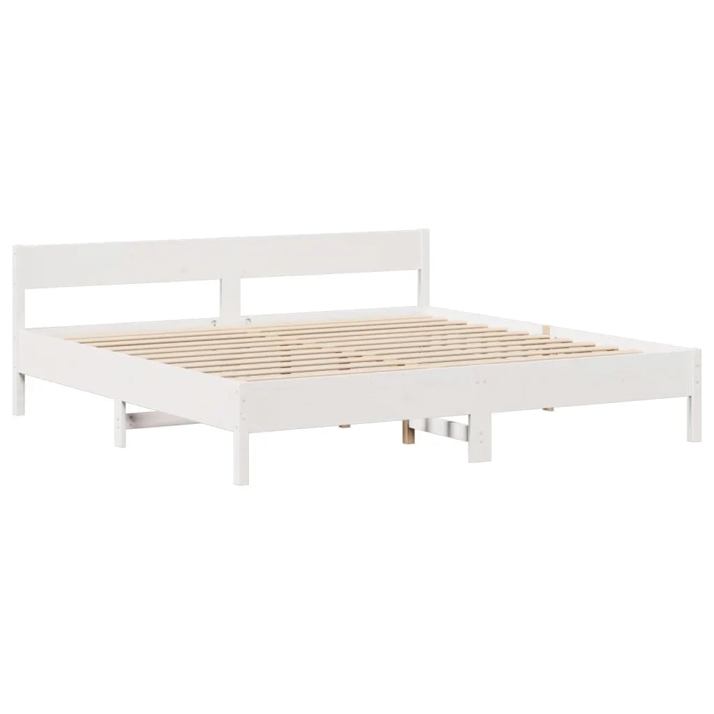 Letto matrimoniale | Letto per adulti | Giroletto senza Materasso Bianco 200x200 cm Legno Massello Pino