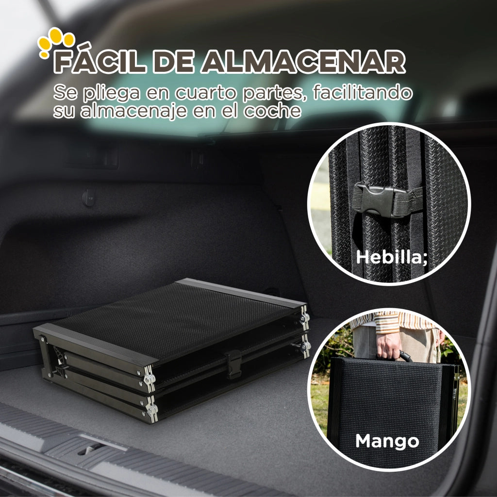 Rampa Pieghevole per Cani ¨C zephmum ¨C Alluminio Antideslizante 158x43.5x2.5 cm Nero