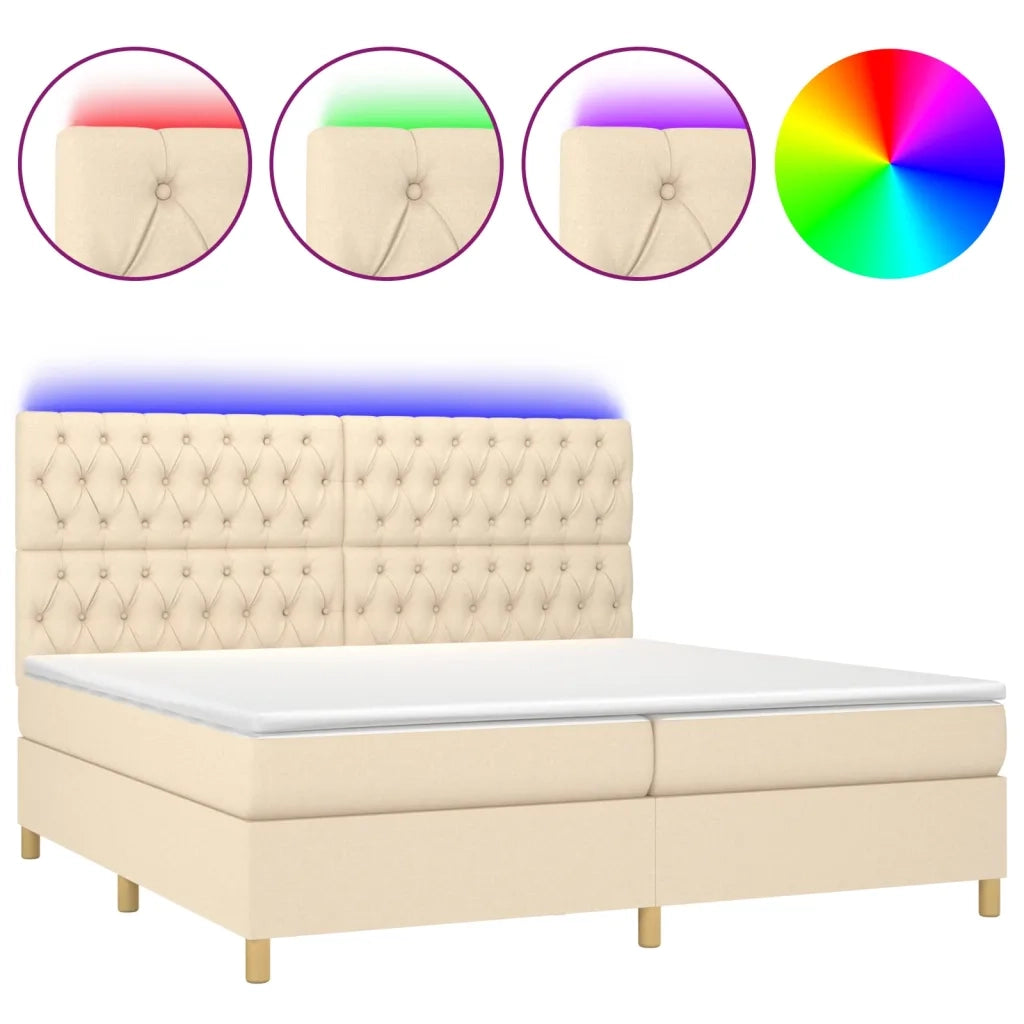 Letto a Molle Materasso e LED bianco 200x200cm in Tessuto 3135706