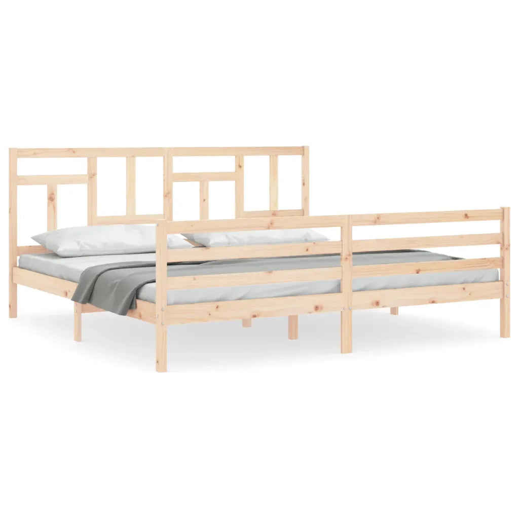 Giroletto con Testiera-Struttura Letto con testiera 200x200 cm in Legno Massello 541987