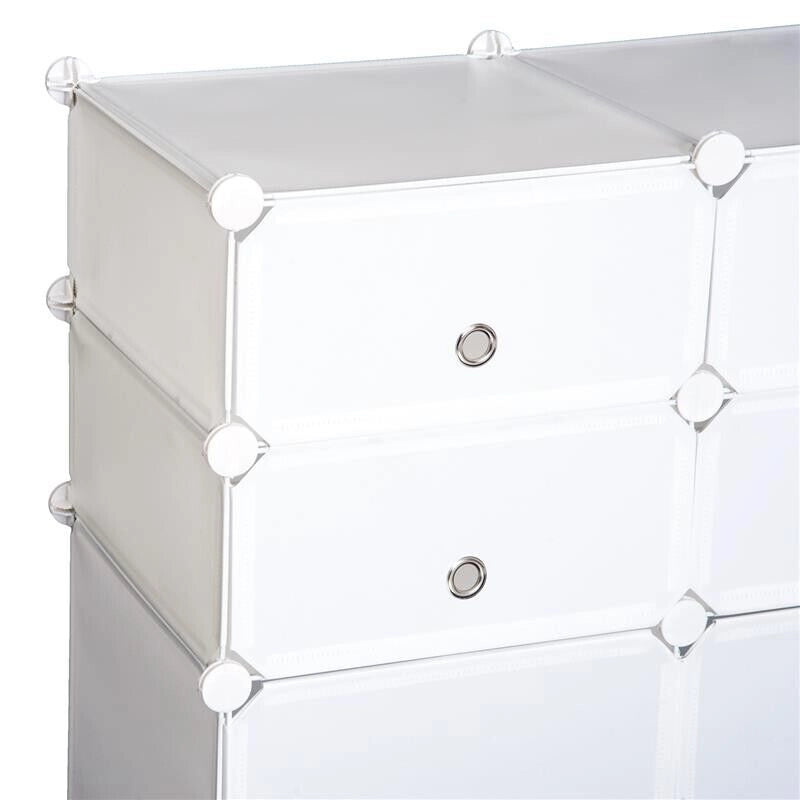 ARMADIO GUARDAROBA SCARPIERA MODULARE IN PLASTICA 6 CUBI 75X37X73 CM BIANCO