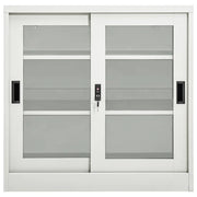 Armadio con Ante Scorrevoli Grigio Chiaro 90x40x90cm in Acciaio 335955
