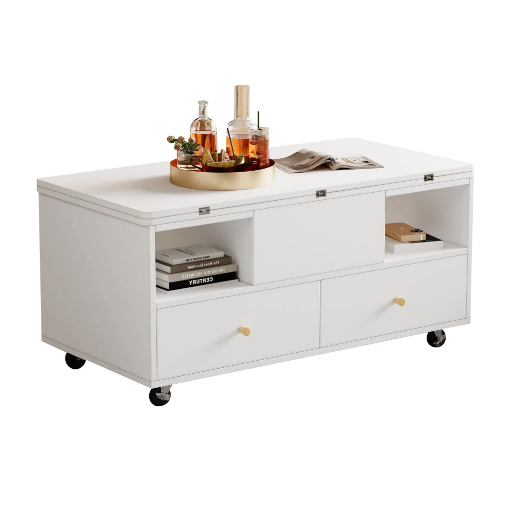 TAVOLO SOFFICE ALZABILE E PIEGHEVOLE 100x50x47,5 cm BIANCO MDF