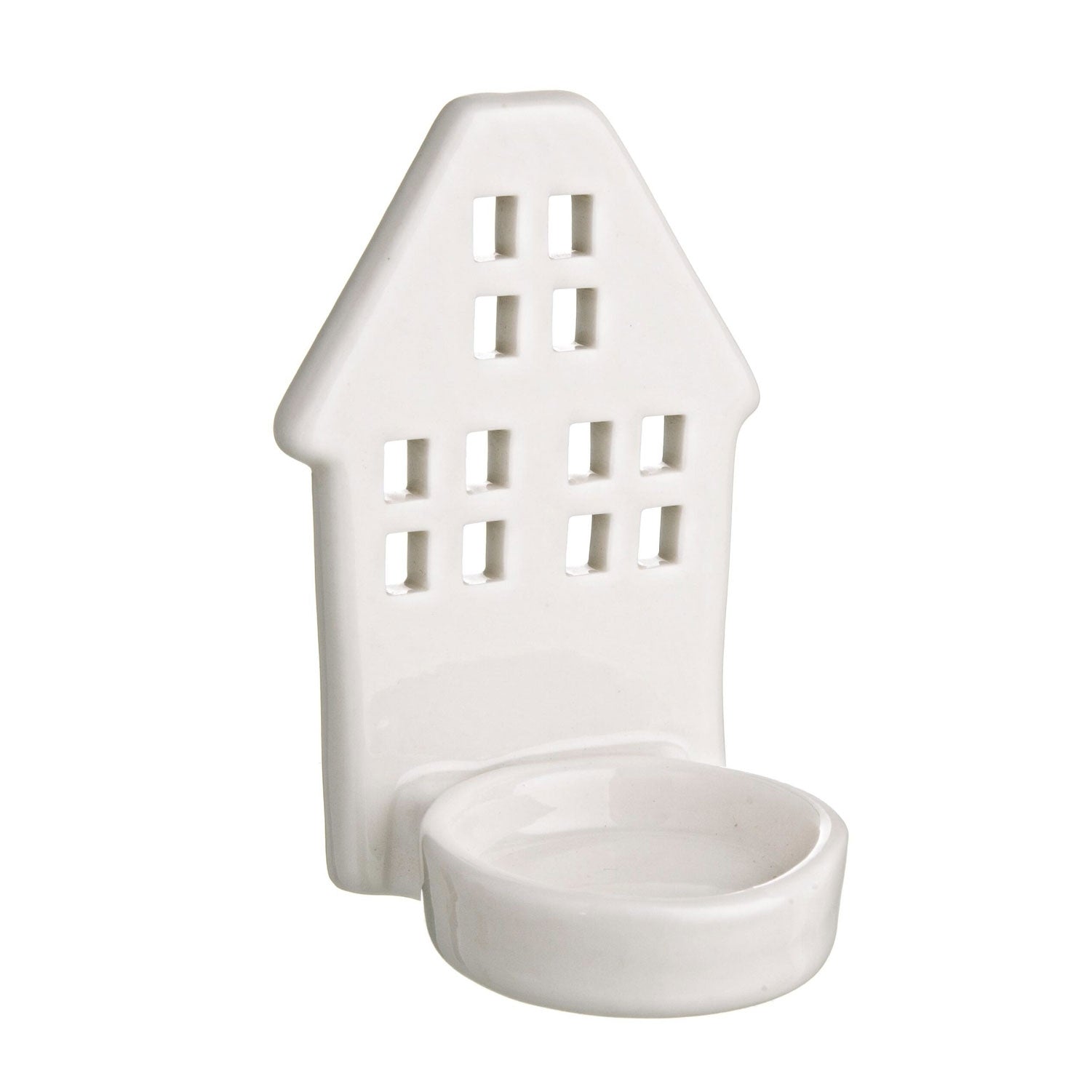 Porta candela casetta lotty bianco