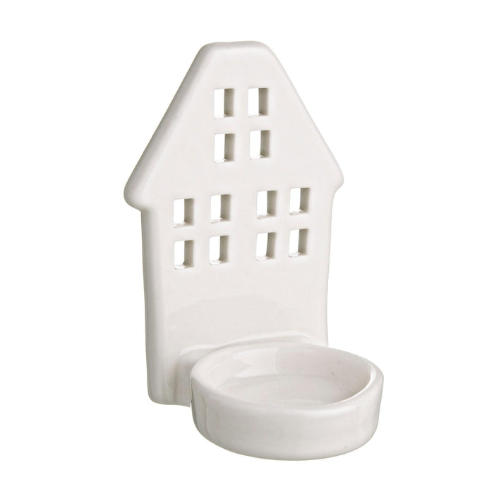 Porta candela casetta lotty bianco