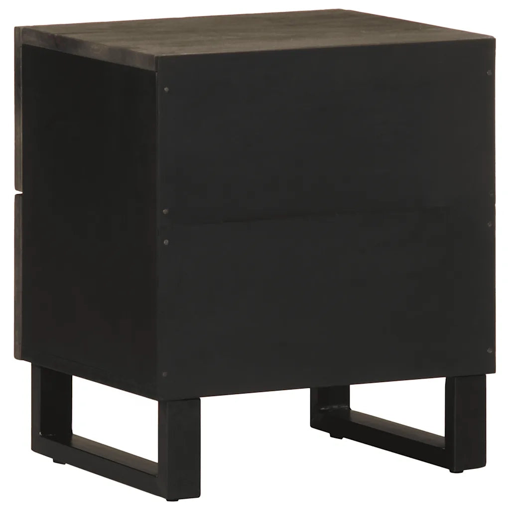Comodino | Armadio da Notte | Mobiletto da notte Nero 40x33x46 cm in Legno Massello di Mango