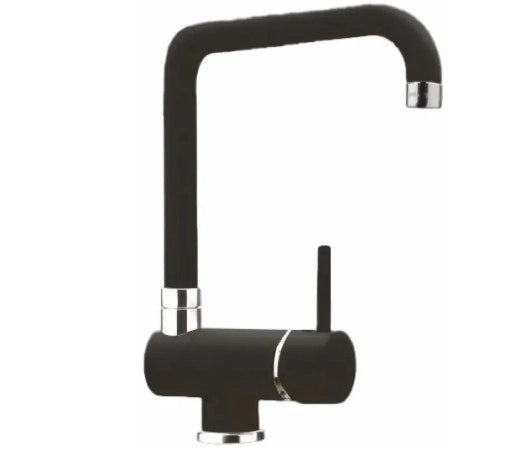 Miscelatore Sottofinestra Lavello serie Messina bocca Alta angolo tubo pieghevole Argo Rubinetterie Colore: Nero Opaco