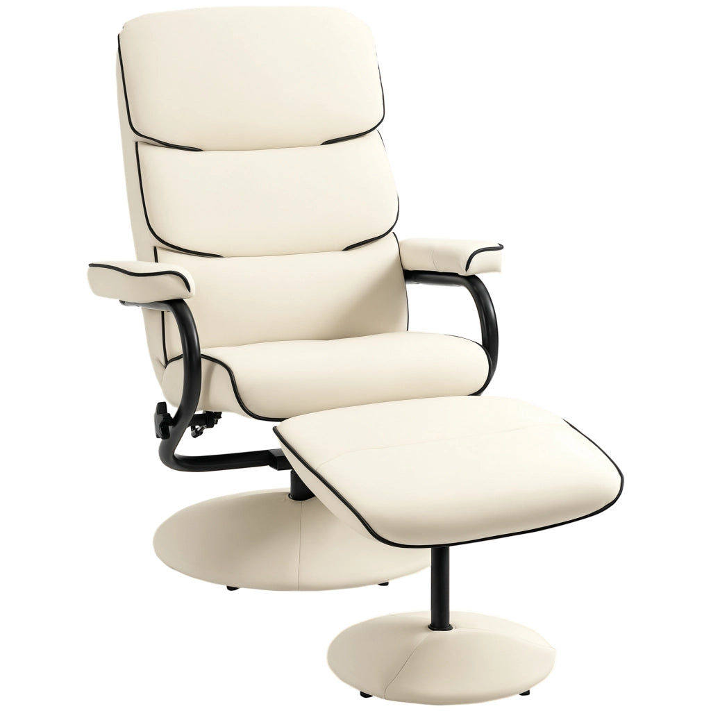 Poltrona relax reclinabile girevole con pouf ¨C zephmum ¨C crema