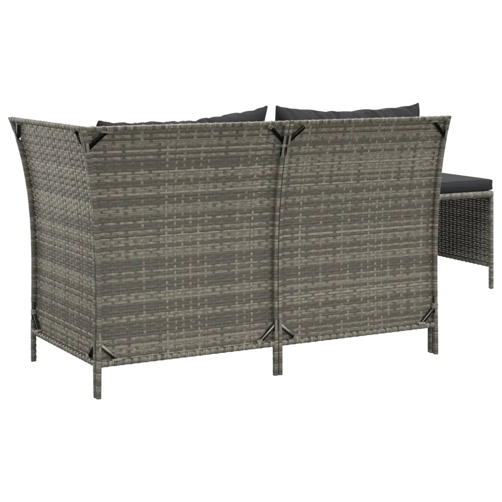 Set Divani da Giardino 3 pz con Cuscini in Polyrattan Grigio 319693