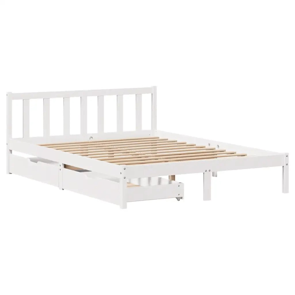 Letto senza Materasso Bianco 120x190 cm Legno Massello di Pino