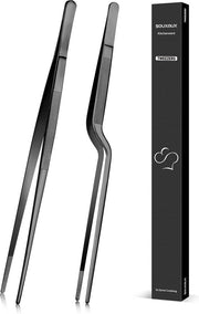 Pincet da cucina da 30 cm, con punte a punteria precisa, in acciaio inossidabile, pincet professionale per chef, utensile da cucina per BBQ, piatti e servitori.