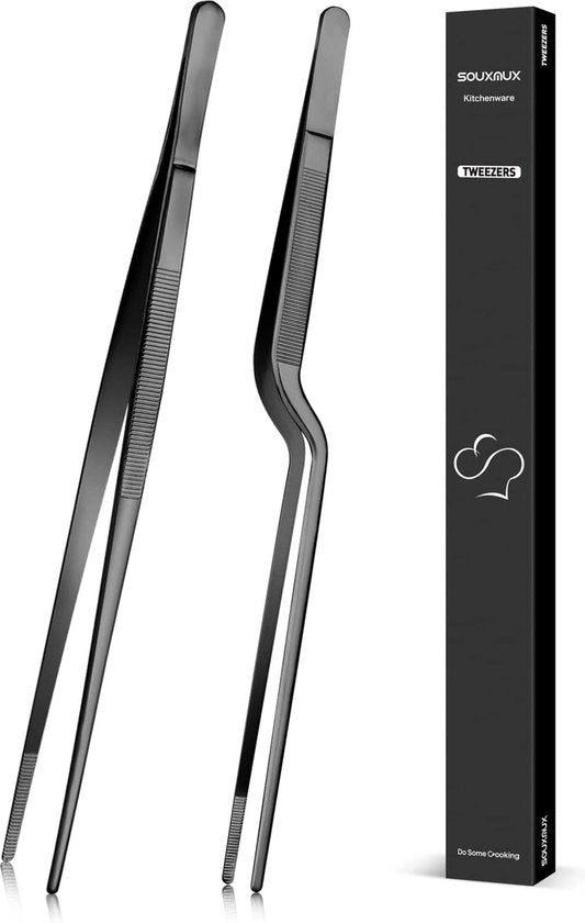 Pincet da cucina da 30 cm, con punte a punteria precisa, in acciaio inossidabile, pincet professionale per chef, utensile da cucina per BBQ, piatti e servitori.