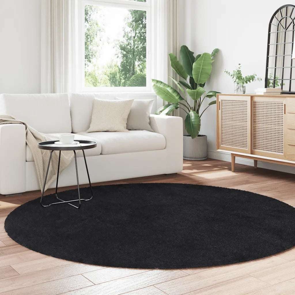 Tappeto Shaggy a Pelo Lungo NAVARRA Nero 200x200 cm poliestere 4102918