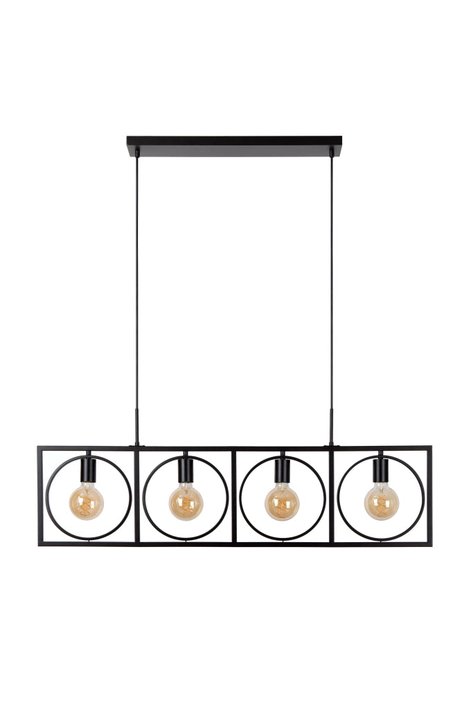 Lampada a sospensione nera loft SUUS 107cm 4xE27 Lucide