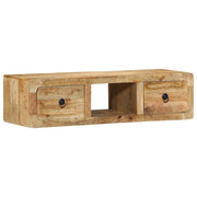 Mobile TV a Parete 100x32x25 cm Legno Grezzo Massello di Mango