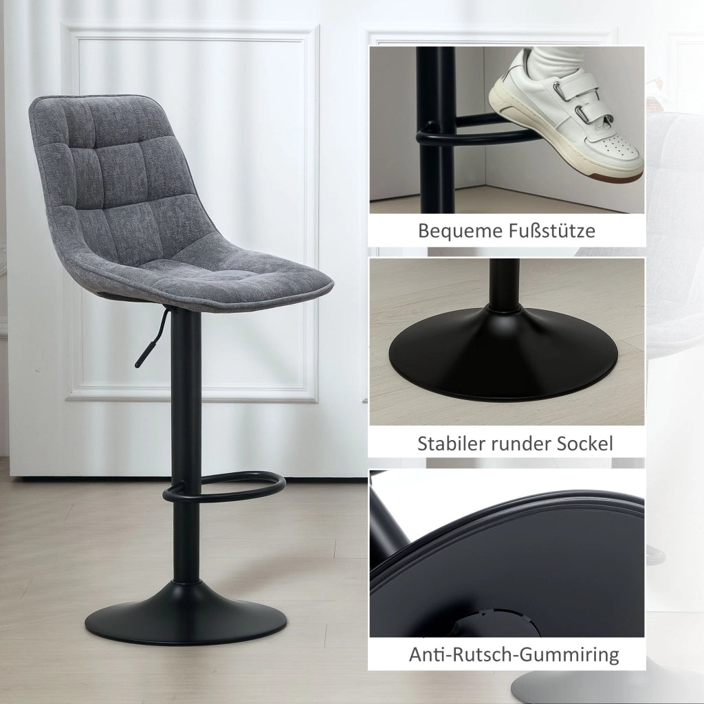 Sgabelli da bar 2 pezzi con schienale ¨C zephmum ¨C girevoli, regolabili in altezza, grigio scuro