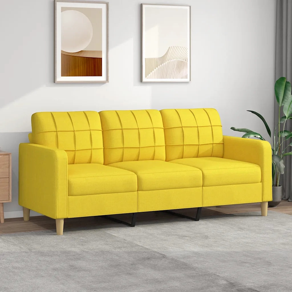 Divano a 3 Posti Giallo Chiaro 180 cm in Tessuto 359104
