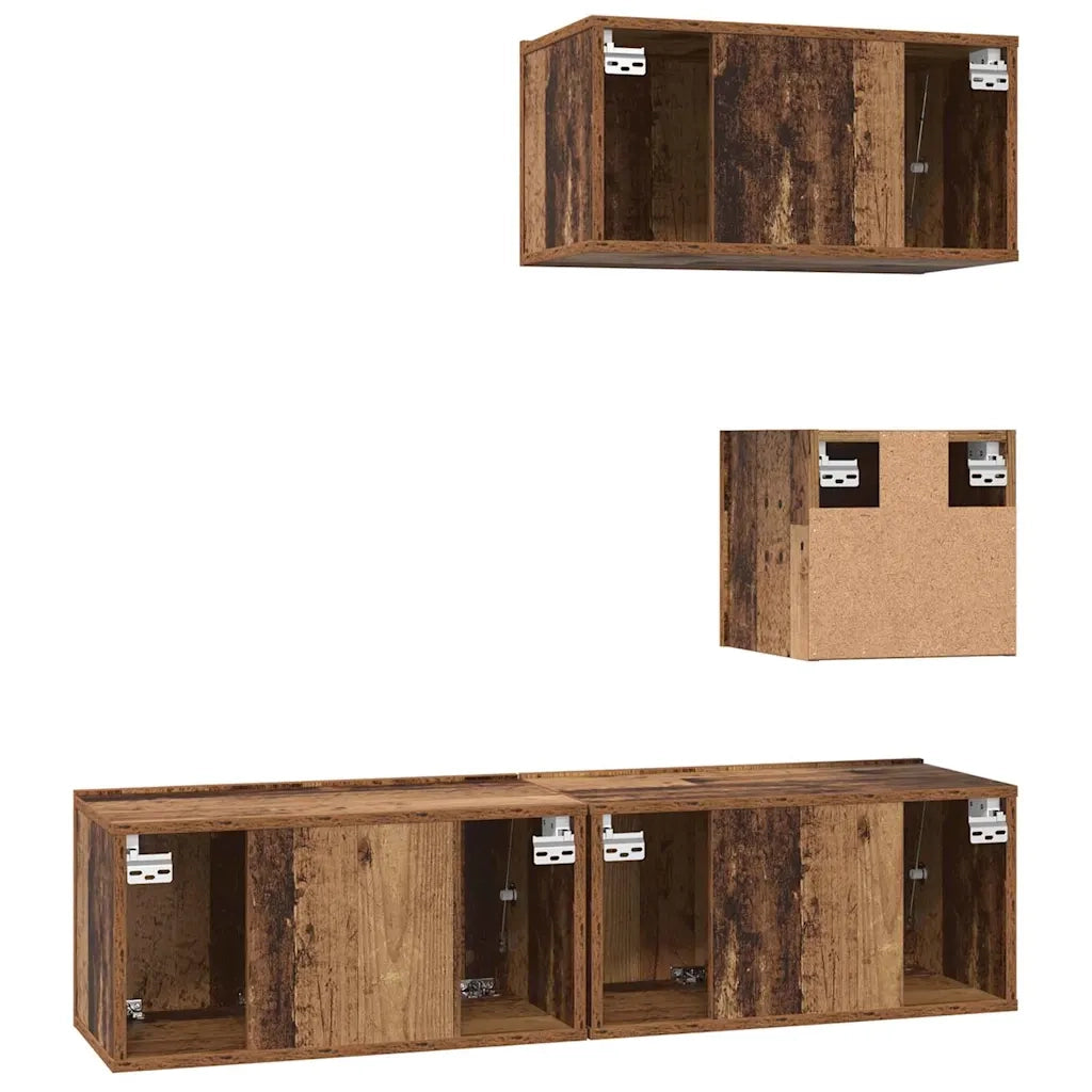 vidaXL Set mobile TV 4 pcs Legno vecchio 60 x 30 x 30 cm