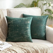 Set di 2 coperte di cuscino in velluto | Moderno kit di copertura per cuscini per divano e salotto | Verde scuro | 40 x 40 cm