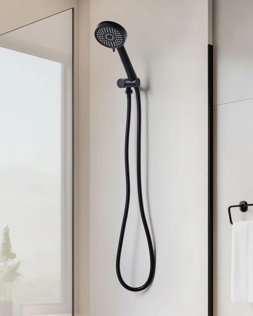 Soffione doccia con tubo flessibile in metallo nero 3 modalità di spruzzo Moderno