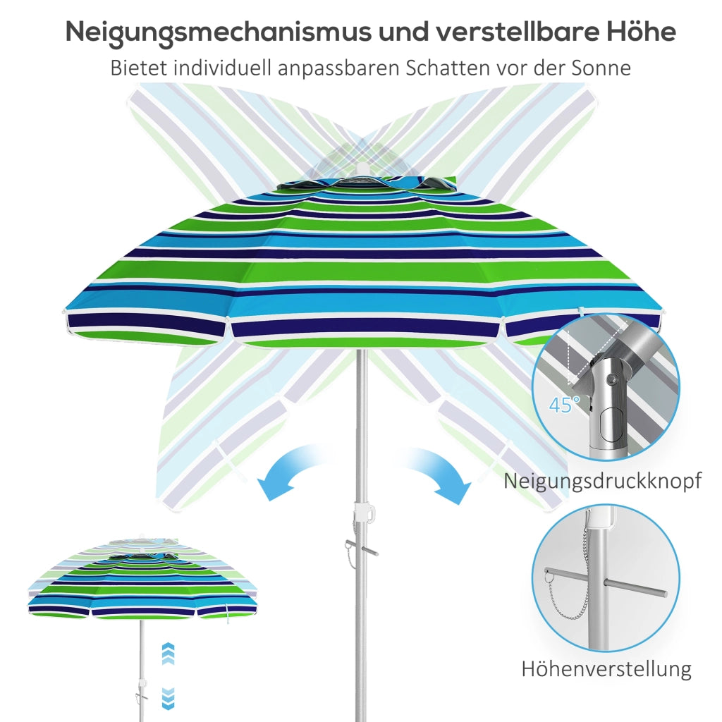 Ombrellone da spiaggia ?178 cm UV40+ ombrellone stabile a livello vento; con borsa di ventilazione inclinabile; multicolore