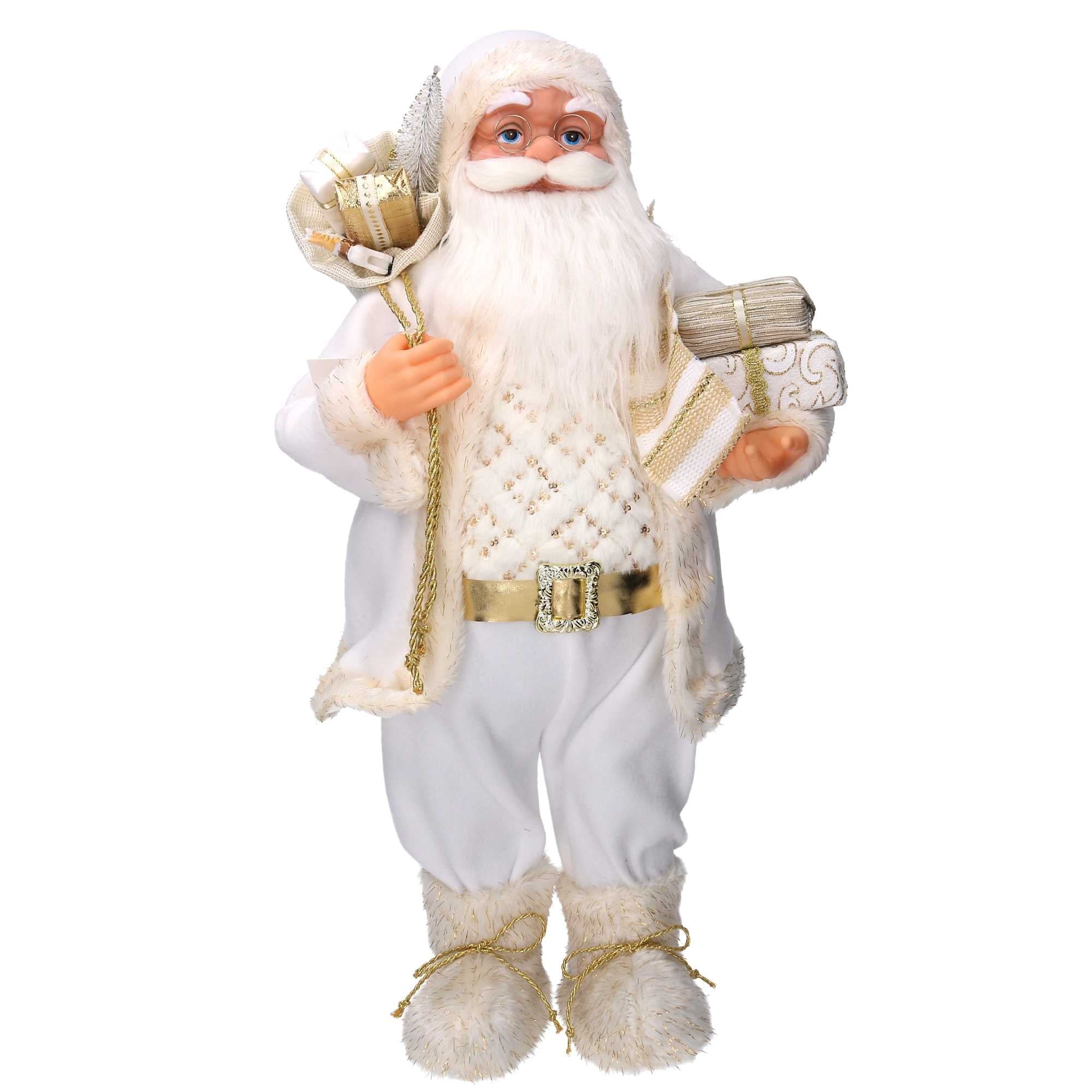 Babbo natale in tessuto bianco e oro cm xh60