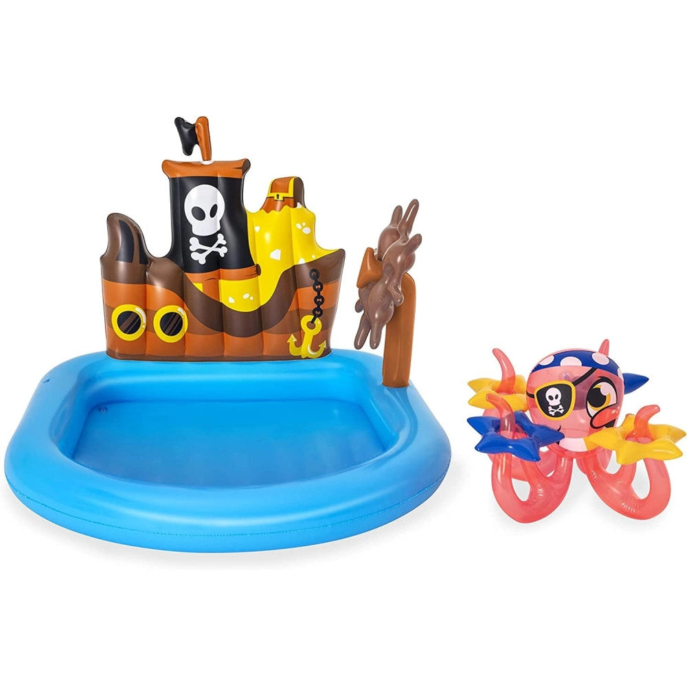 Trade Shop - Piscina Gonfiabile Area Di Gioco Per Bambini Pirati Mare Piscina Acqua 140x130cm -