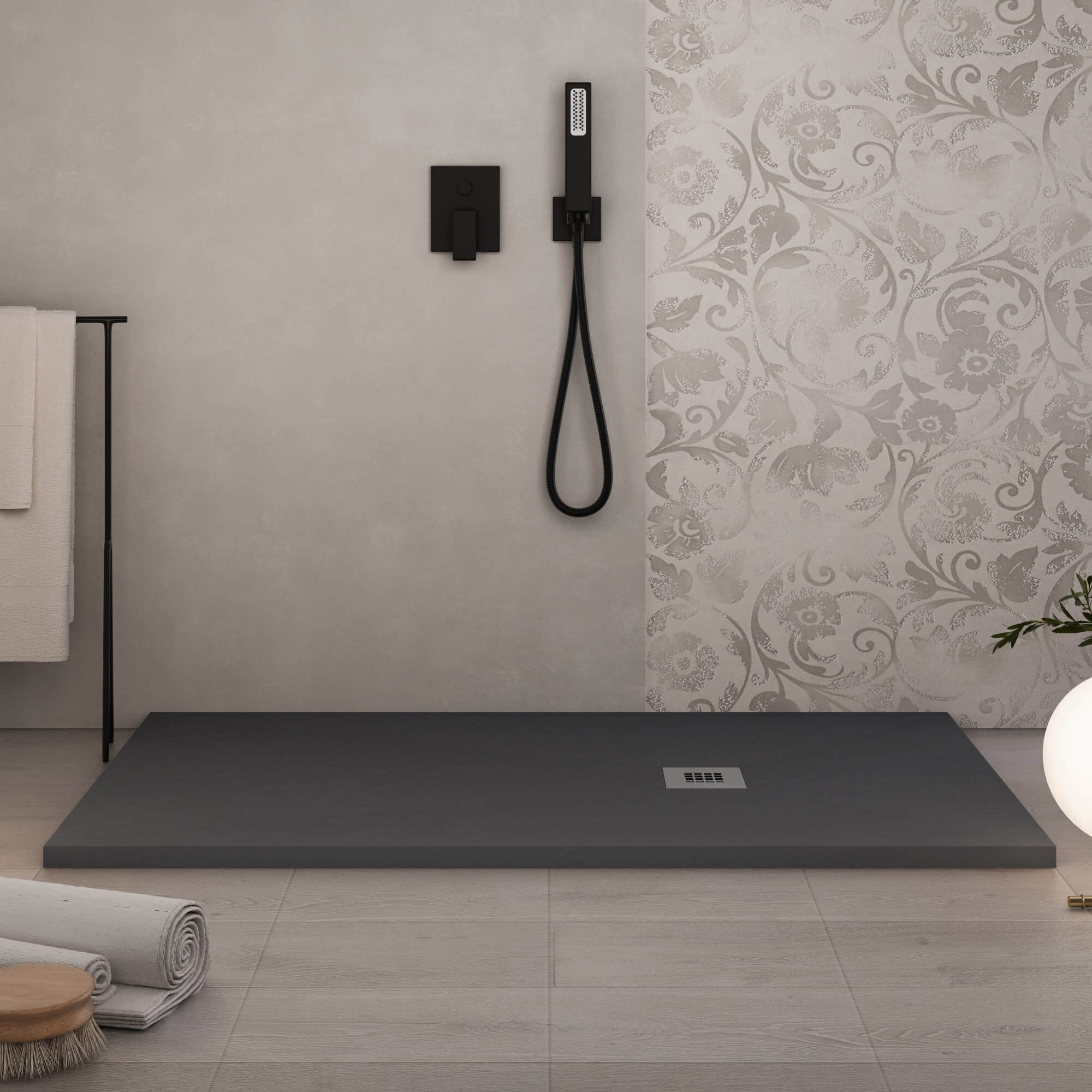 Piatto Doccia 90x100 cm in Pietra Bonussi Everest Antracite