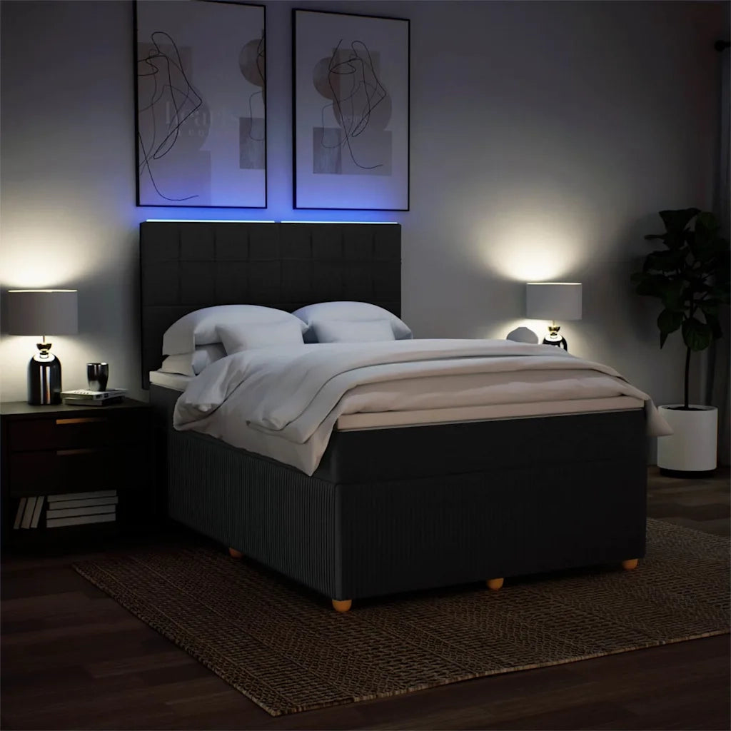 vidaXL Giroletto a Molle con Materasso Nero 140x190 cm in Tessuto