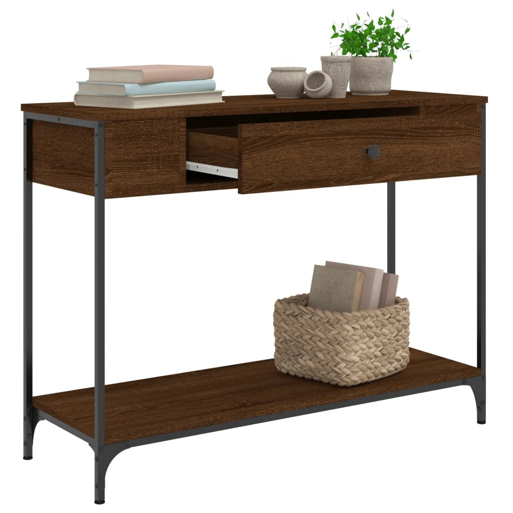 Tavolo Consolle Rovere Marrone 100x34,5x75 cm Legno Multistrato 834164