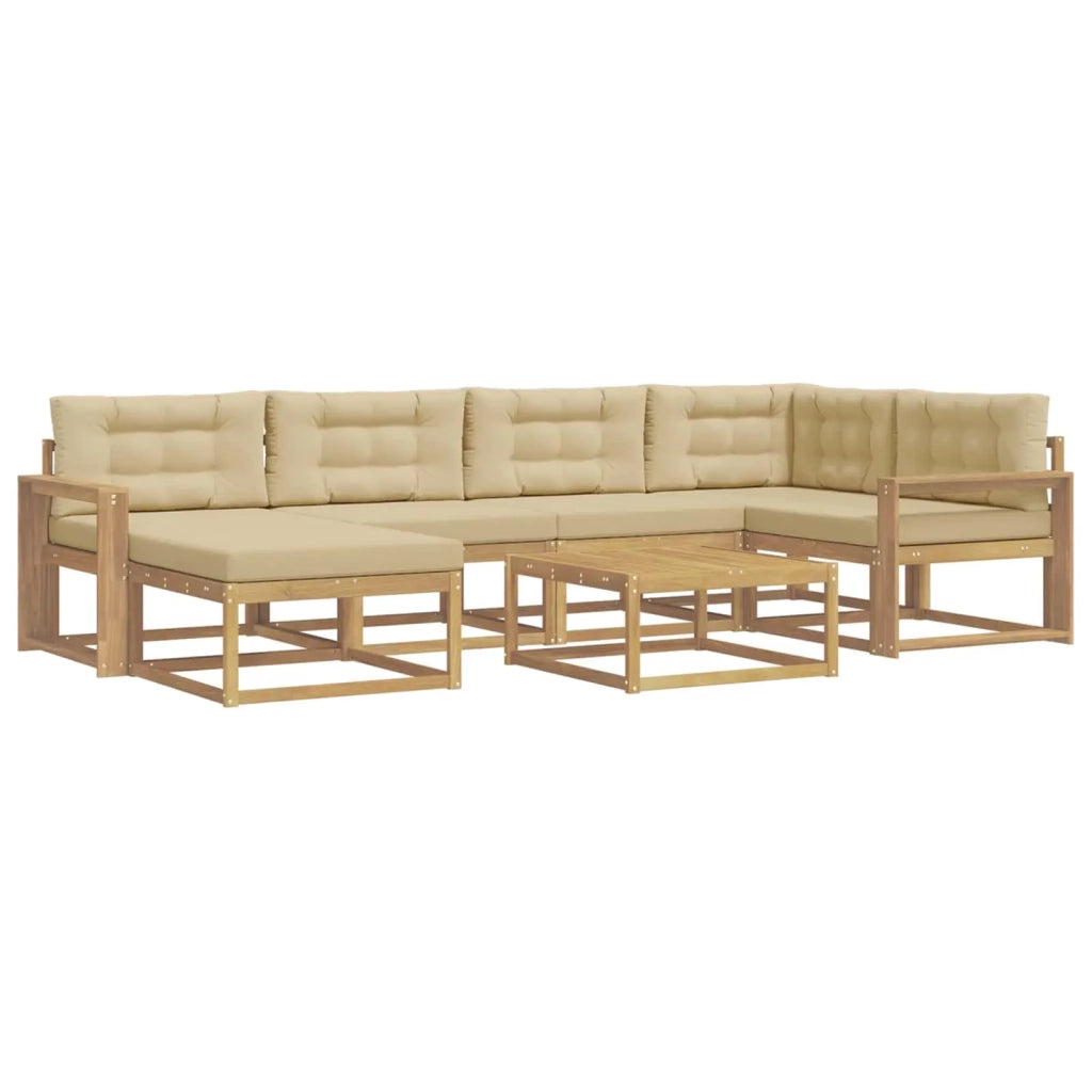 Set di divani da esterno 7 pz Bianco e Beige 3386732