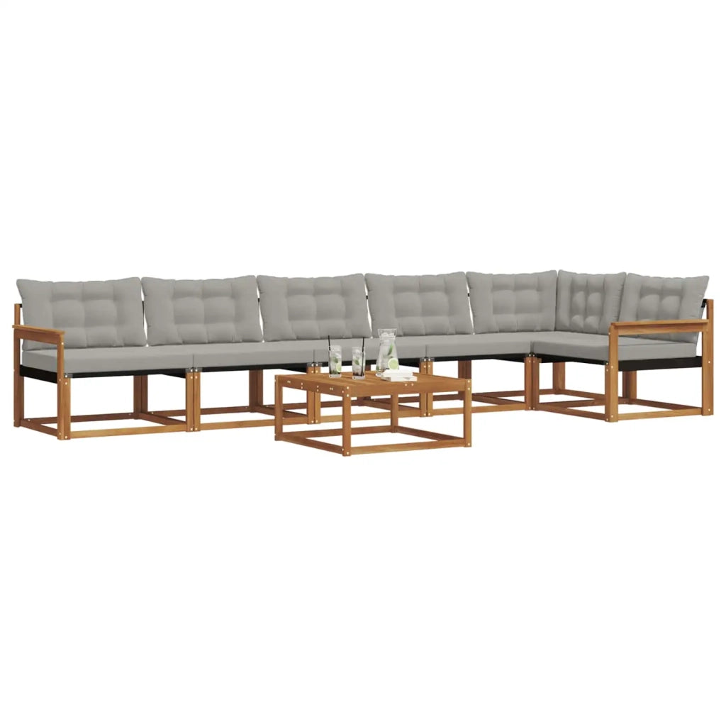Set di divani da esterno 7 pcs Grigio Naturale e Chiaro