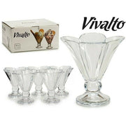 Trade Shop - Set Servizio 6 Pezzi Coppe In Vetro A Forma Di Fiore 30cl Per Gelato -