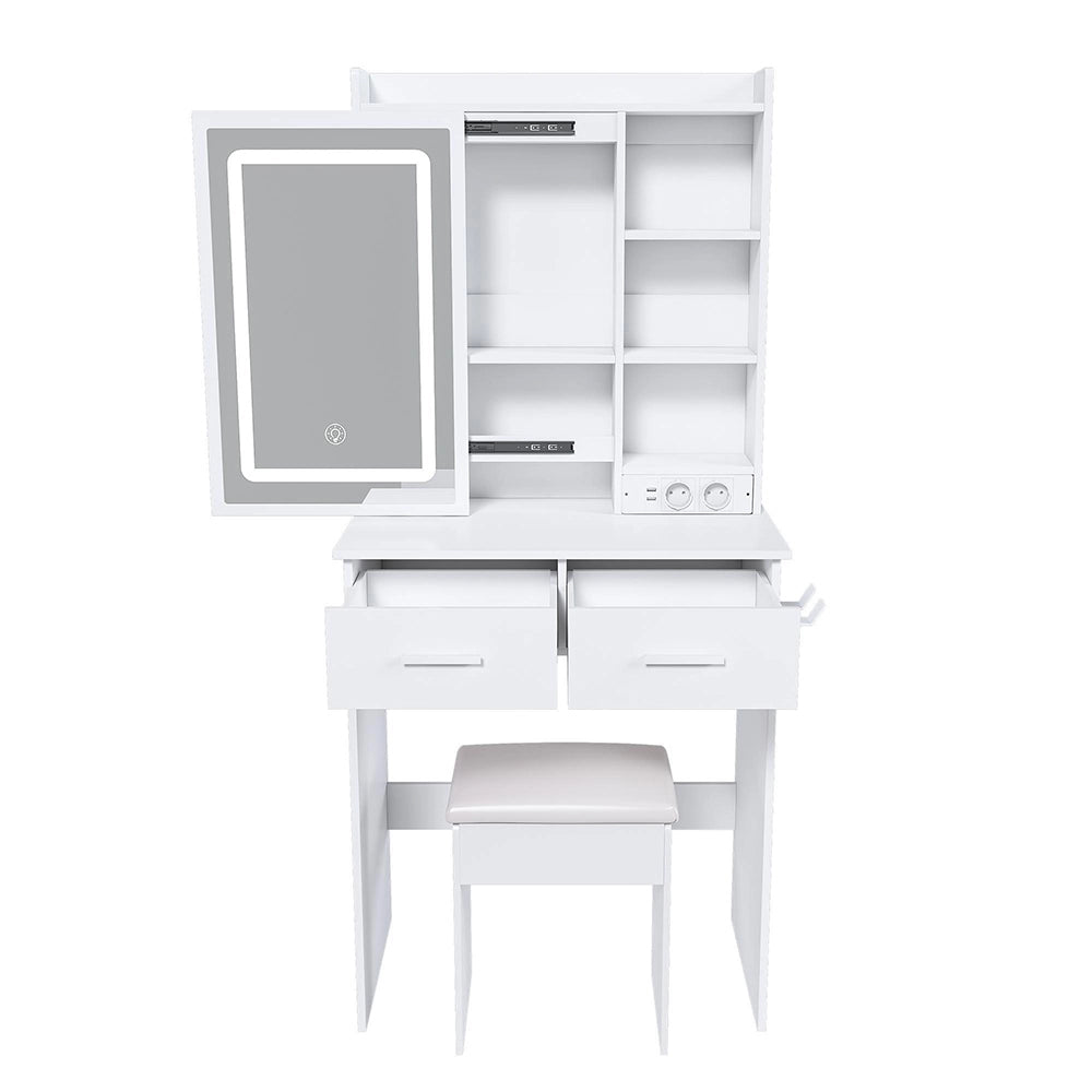 Toeletta bianca - Xylo - LED regolabile, vano nascosto, L60xH136xP36 cm
