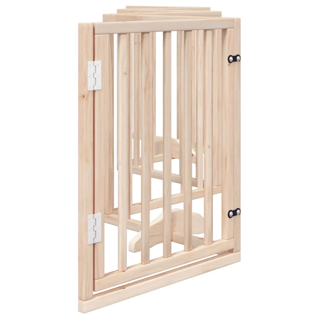 Cancelletto di sicurezza per cani con 6 pannelli in legno di pioppo marrone 02_0023317