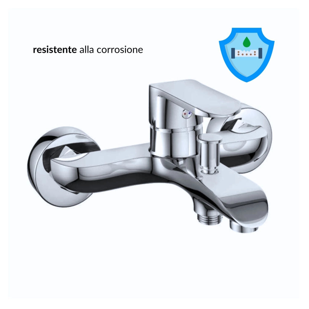 Miscelatore rubinetto america esterno vasca in ottone cromato con set doccia *** confezione 1