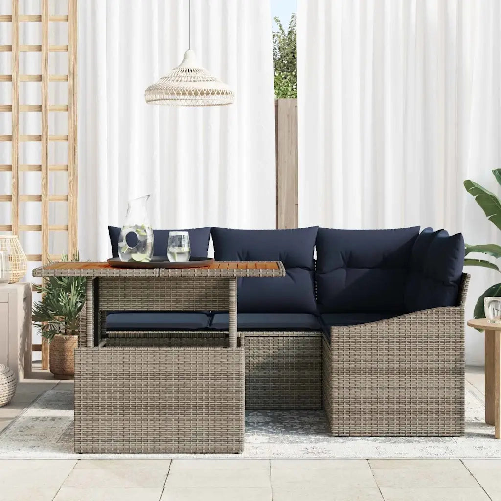 Set Divano da Giardino con cuscino 5 pcs Grigio polyrattan 3358572