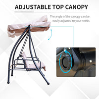 Dondolo 3 Posti 200x125x170 cm in Acciaio e Poliestere Beige