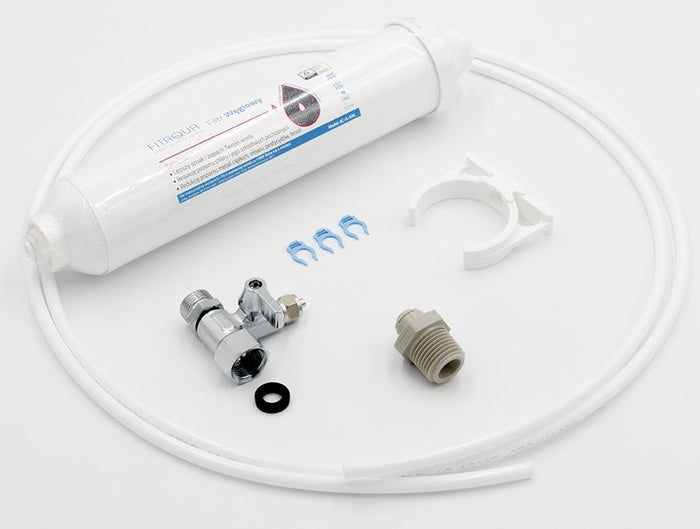 Rubinetto cucina con filtro acqua e bocca flessibile – 2 leve oro spazzolato e nero