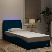 Giroletto con LED senza Materasso-Struttura Letto con LED Blu 80x200 cm in Velluto