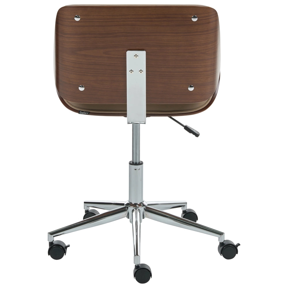 Sedia da ufficio ecopelle beige e legno scuro arredamento da ufficio elegante
