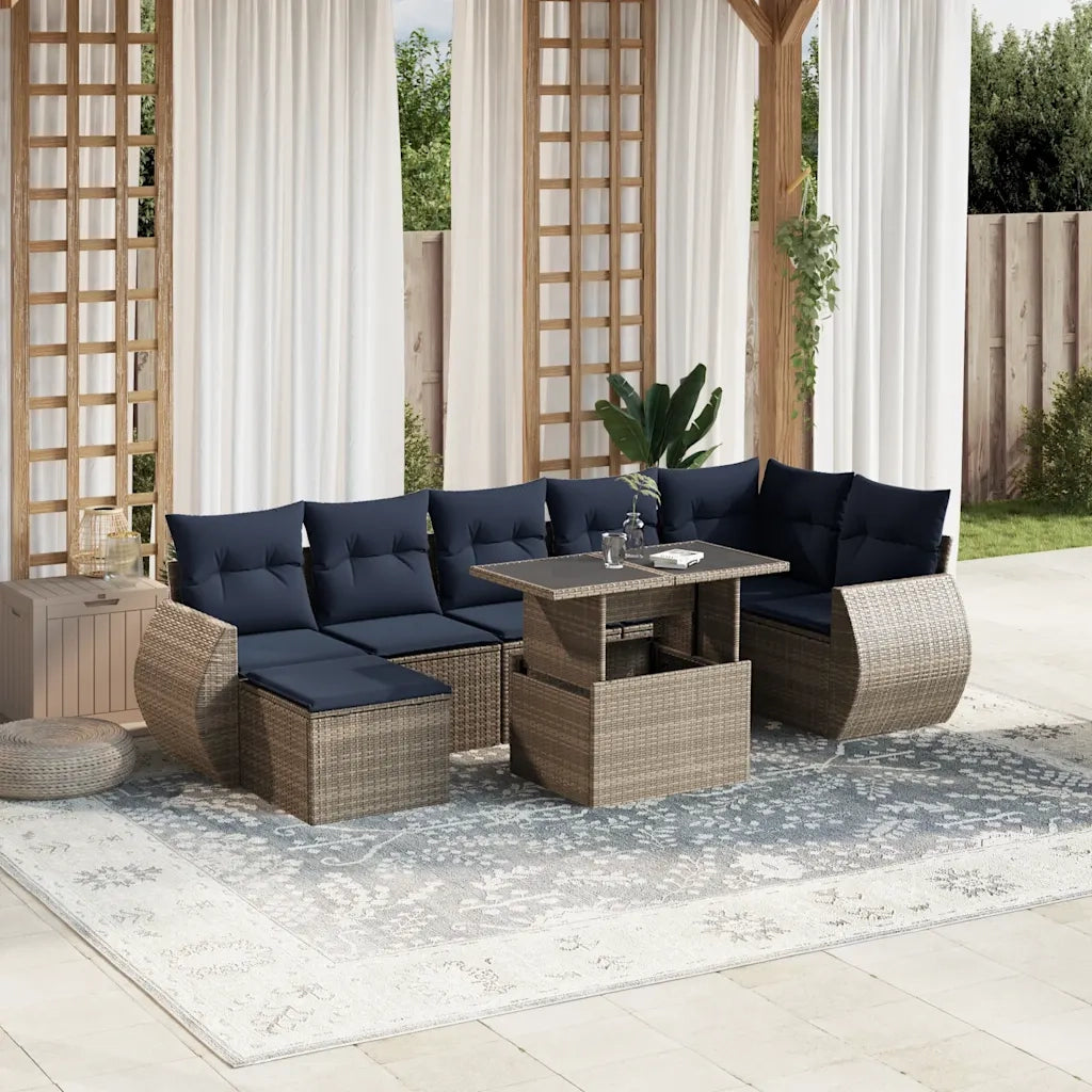 Set Divani da Giardino 8 pz con Cuscini Grigio in Polyrattan 3268691