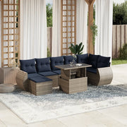 Set Divani da Giardino 8 pz con Cuscini Grigio in Polyrattan 3268691