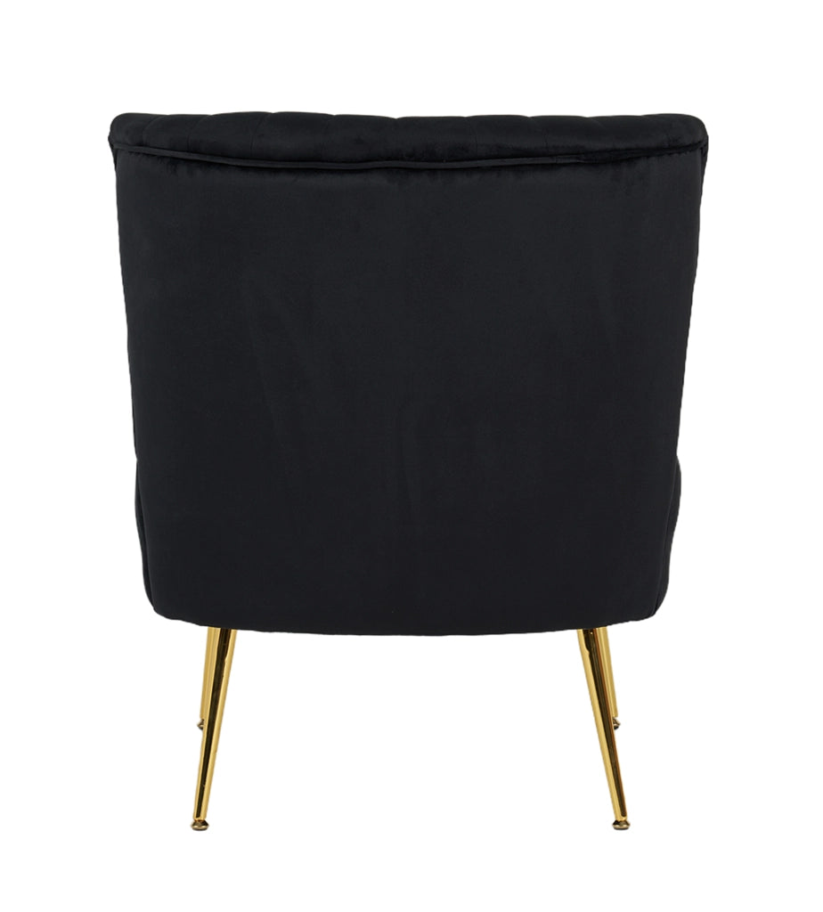 Poltrona Moderna Stile Scandinavo Comoda Rivestita In Velluto Poltroncina Da Camera Con Gambe Oro Sedia Per Ingresso Ufficio Casa Lavoro Divano Singolo Relax  - Nero
