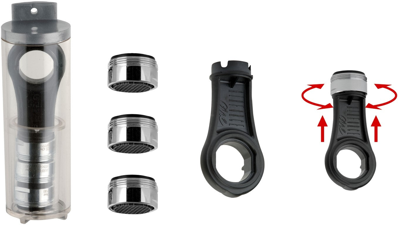 Set completo: 3 aeratori m24 anricalcare ad alta tecnologia, 1 chiave di pulizia settimanale