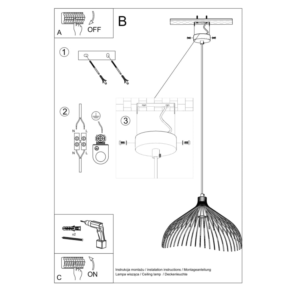 Lampada a sospensione PENERO bianca metallo E27 Pure Lume