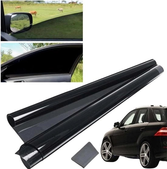 Schermo di Privacy Auto Tint Film - 50 x 300 cm Verdusterisce Finestra Camping Folio Zontergente - Con Protezione UV - Isolante Termica Vettura Folio Zontergente Nero (VLT 20%)