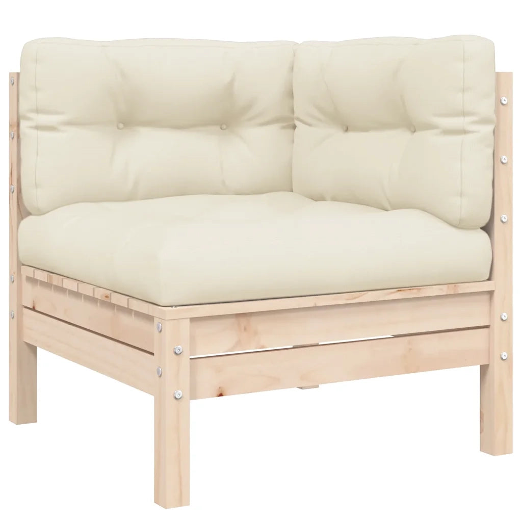 Set Divani da Giardino 3 pz con Cuscini Crema Massello di Pino 806676